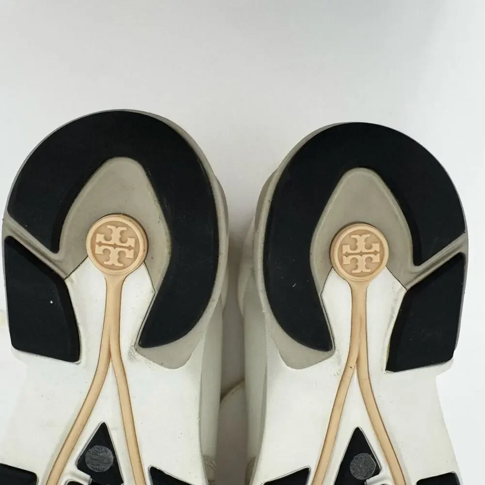 Tory Burch Good Luck Trainer Sneakers Suede Trim White/Tan Women's 9.5M